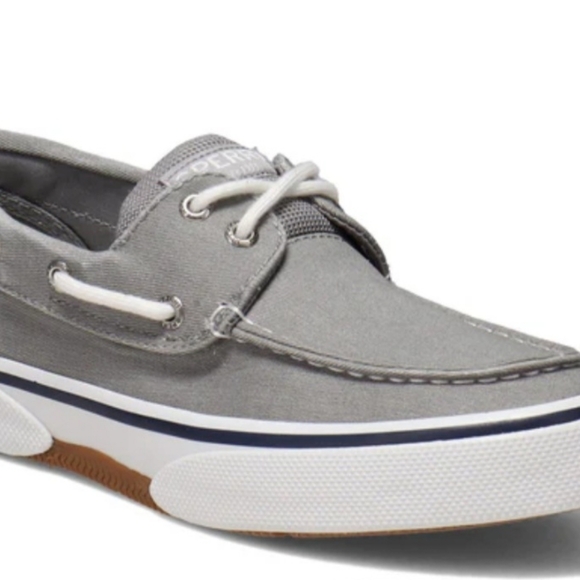 Mens NWOT Sperry Halyard Light Gray Boat Shoes with White Accents 8.5 - Picture 1 of 10